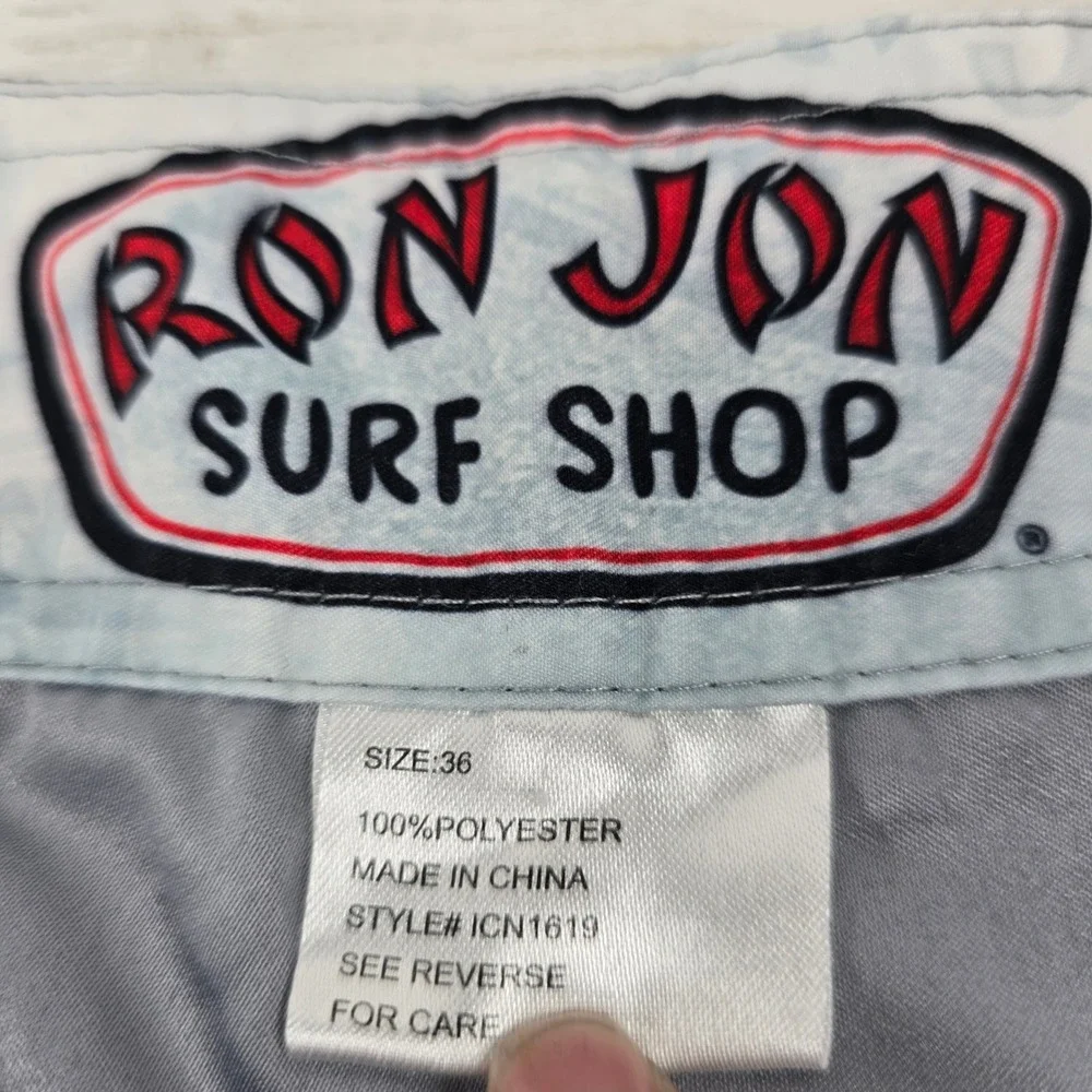 Ron Jon Surf Shop Mens Gray Cargo Board Shorts Swim Trunks Size 36 ICN1619